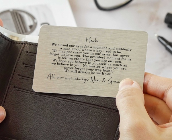 Personalised To Our Son Sentimental Poem Metal Wallet Card